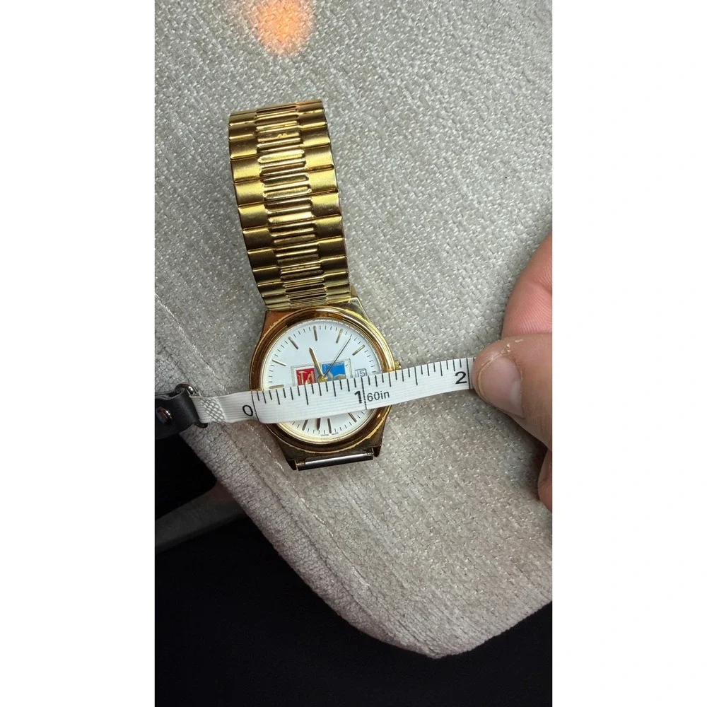 American Time Ltd Union Made Gold Tone Watch BAC Logo Expandable Band 3ATM